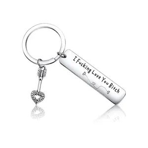 Best Friend Keychain Gift for Women, Stainless Steel Engraved Keychain, I F*cking Love You Bitch, Birthday Christmas Gift for Bestie, Best Friends, Female BFF
