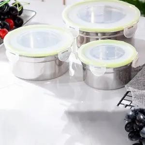 Stainless Steel Food Storage Container with Lid, Leakproof Reusable Refrigerator Preservation Box, Seal Bowl, Food Savers Cases
