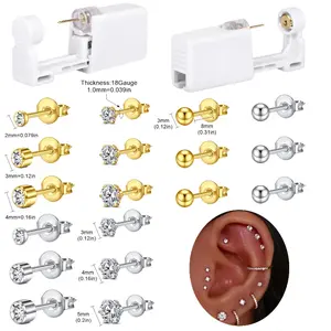 2-4 sets of stud earrings, hypoallergenic and painless, fashionable and trendy