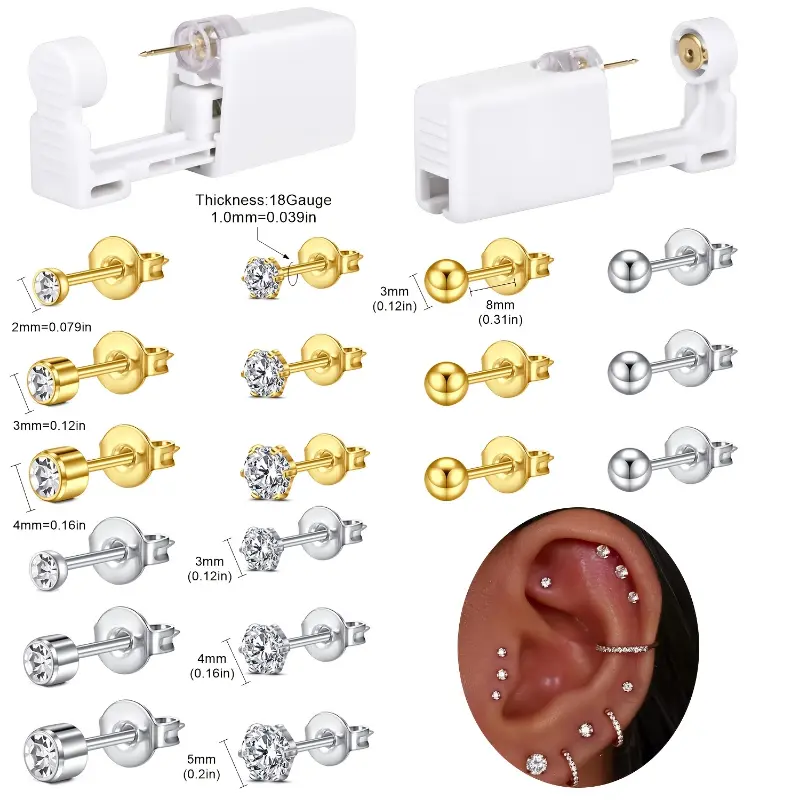 2-4 sets of stud earrings, hypoallergenic and painless, fashionable and trendy