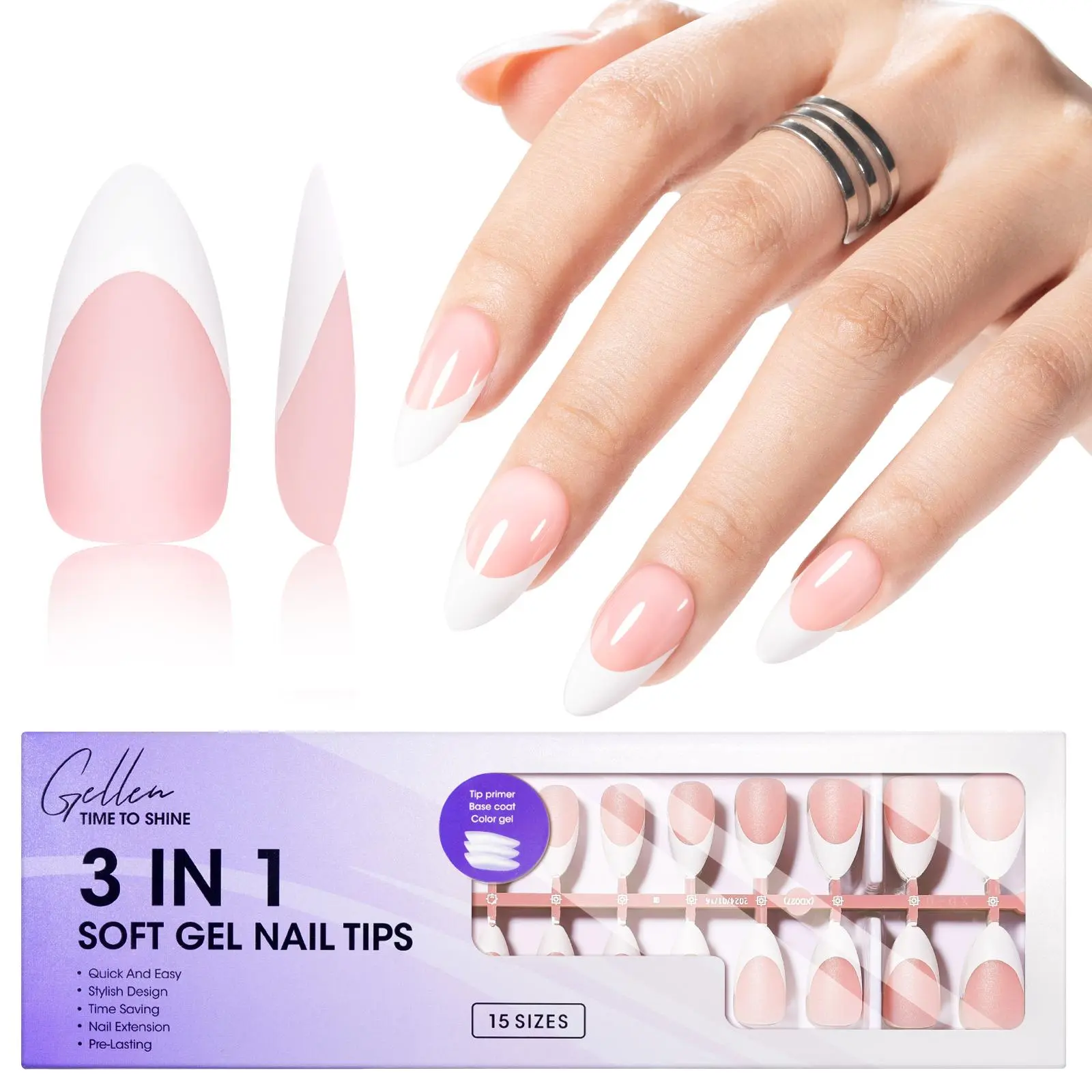 Milky Pink Almond Nail Tips