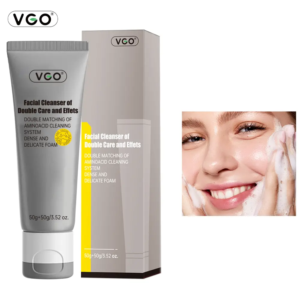VGO Facial Cleanser of Double Care and Effets50g All types of skins Cleanse and moisturizeCleansing Skincare Gentle Charcoal CoconutDaily Foam Hydrating Comfort Moisturizer-A