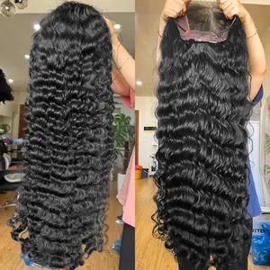Deep Wave Wigs 13x4/6 HD Transparent Lace Front Human Hair Wigs Pre Cut 7x5 HD Lace Closure Wigs Brazilian Curly Wigs For Black Women Ready To Wear Gluless Wigs PrePlucked 180% Density