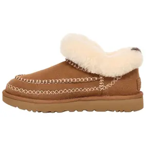 UGG Women's Chestnut Leather Fleece-Lined Snow Boots for Warmth and Style Trending Shoes, House White Official Shoes to Get / Maison Mihara Verifiable, with credentials and supporting global authentication