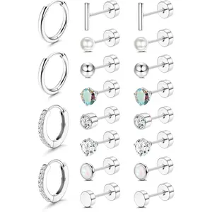 Low allergy earrings suitable for sensitive ears, flat back earrings, small surgical steel, casual and simple design, suitable for all seasons, earring jewelry, high-quality earrings