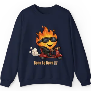 BORN TO BURN- Funny Sweatshirt, Cozy Crewneck, Gildan 18000 Unisex Fleece Pullover, Heavy Blend, Lounge, Streetwear