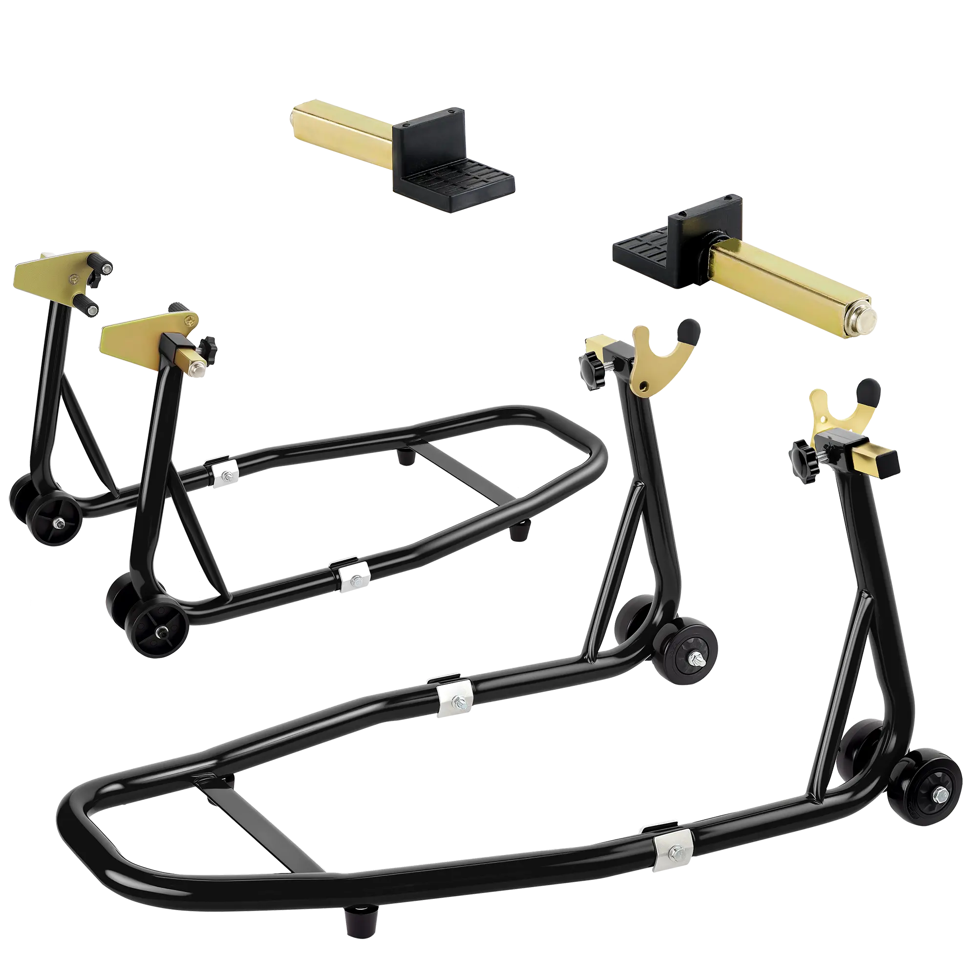Motorcycle Paddock Stands for Sport Bikes, 850 lbs High Capacity Steel Swingarm Style, U+L Design with PP Wheels & Protection Pads, Adjustable Arm for Motorcycle Maintenance, Easy Assembly, Black