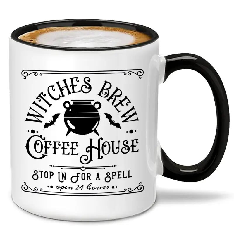Funny Halloween Ceramic Coffee Mug, Witches Brew Aesthetic Design, Perfect Gift for Her, Unique Gothic & Pagan Style, Ideal for Holiday Celebrations, Drinkware