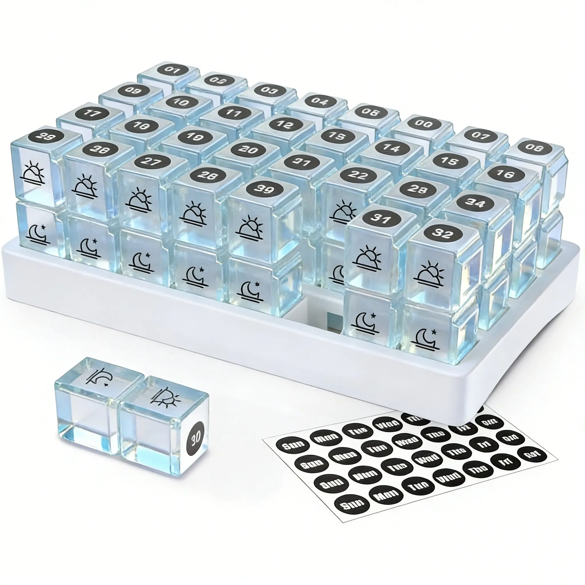 Monthly Pill Box, Twice Daily Use, Includes Number and Date Stickers, Essential Medication Organizer, Practical Pharmacy Solution, Healthcare, Medical Organizer