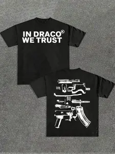 In Draco We Trust Tactical Streetwear Soft Comfortable Cotton Gun Parts Graphic T-Shirt for Men Y2K Streetwear Trending on TikTok 2026 Fashion Inspo Edgy Street Style Comfortable Lightweight Casual Daily Wear Hip Hop Rap Tee Gift for Streetwear Enthusiast