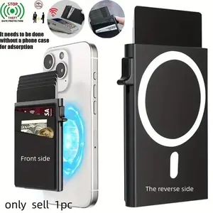 MagSafe Side-Push Pop-Up Card Holder for iPhone 📱💳 - RFID Blocking Slim Mobile Wallet, Magnetic Back, Black Friday Deal: Ideal Christmas/New Year Gift 🎁