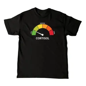 High Cortisol Low Cortisol Graphic T-Shirt for Men Unisex Heavyweight Cotton Casual Streetwear Top Classic 90s Style Good Graphic Tee Trendy Short Sleeve Outfit Mens Gift