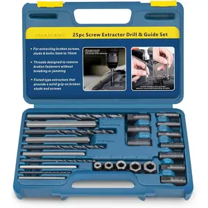 Broken Bolt Extractor, 25 count Drill Bit Extractor Set,Easy Out Drill Bit Guides,Drill Extractor Kit for Removing Stripped,Damaged,Rusted, Rounded-Off , Automotive Nuts & Screws