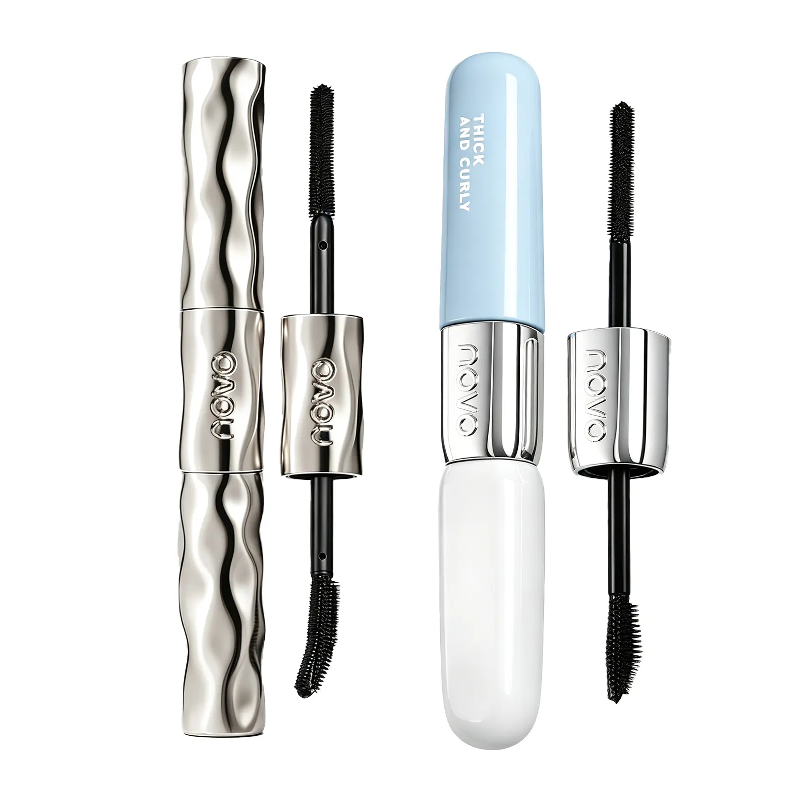 2 Pcs Volumizing and Curling Mascara Set, Waterproof Cream Formula with Dual Head Contour Brushes, Lightweight No-Clump Lash Makeup, Gift for Women