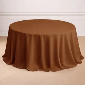 Polyester Round Tablecloth 132" Cinnamon Brown - Seamless Finish Table Cover