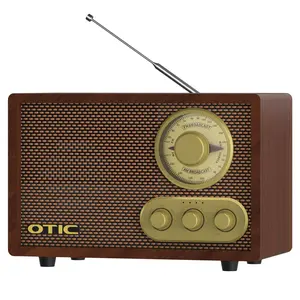 OTIC Retro Wood Bluetooth Radio with Built-in Speakers, AM/FM Radio with Elegant & Vintage Design, Bass & Treble Control, Wireless Streaming, Home Decor Gift for Office, Kitchen