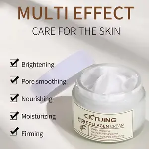 CKTUING Rice Collagen Face Cream with Rice Ferment Filtrate, Ceramides & Natural Plant Ingredients - Deep Hydrating, Barrier Strengthening, Moisturizing Moisturizer for Dull Skin, Dryness & Uneven Tone, Pore Smoothing, Gentle & Calming for Sensitive