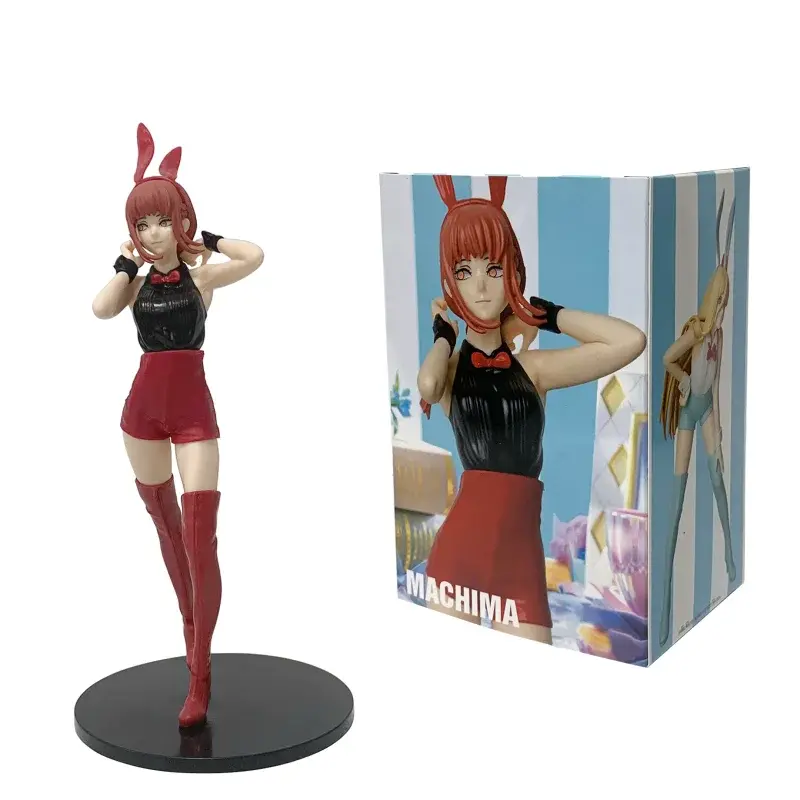 20CM Anime CHAINSAW MAN Figure MAKIMA Bunny Girl Sitting Position Anime Model Toys Gifts Collection Decoration Ornaments PVC