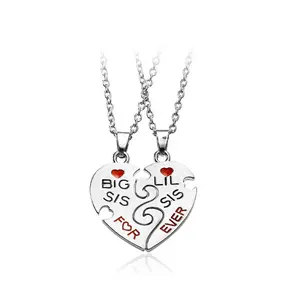 Best-selling Jewelry Good Sister Series Big Sis/Little Sis Two Petals Love Splicing Necklace