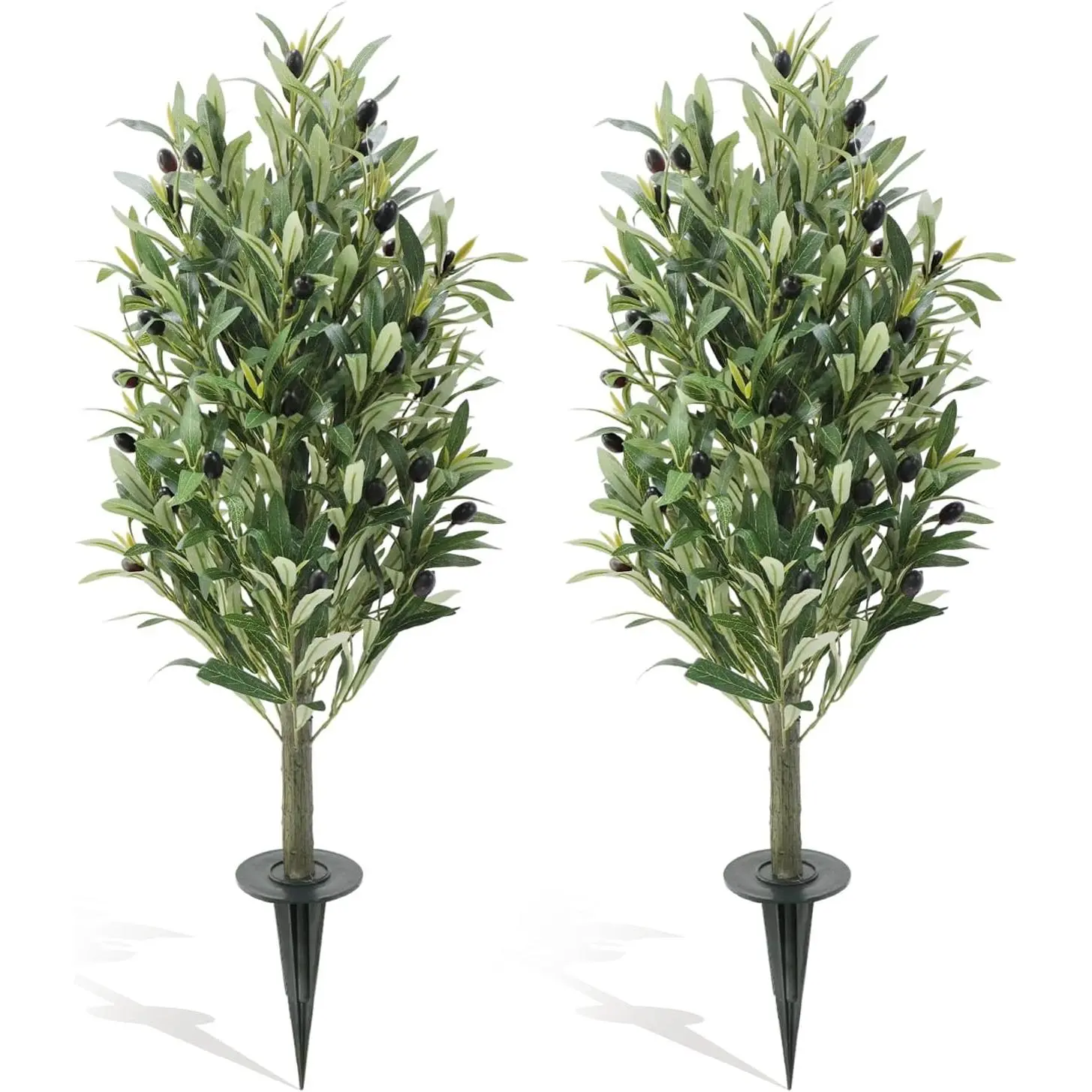 2 Artificial Olive Trees with Ground Spike, 90cm Tall, Artificial Plants, UV-Resistant Artificial Evergreens for Indoor & Outdoor Use, Home Office, Lobby, Garden Decor
