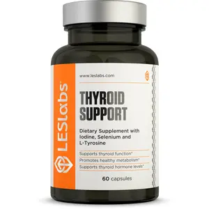 LES LABS Thyroid Support - Metabolic Health, Thyroid Hormone Production, Energy & Focus - Iodine, L-Tyrosine, Ashwagandha, Selenium & Turmeric - Non-GMO Supplement - 60 Capsules - Healthcare