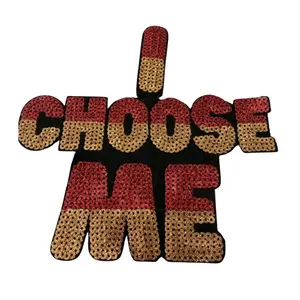 Patch Party Club, SEQUIN "I Choose Me" 8" Patch, Iron-on/Sew-on Applique, Large Patch, Sparkling Patch