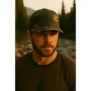 Richardson 112 Laser Engraved Leather Republican Lincoln Hat - Casual Camo Design Baseball Cap in Cowhide Material