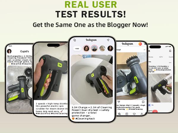 Phueut WHL-603 10-in-1 Electric Spin Scrubber Grill Brush with 2X Higher Cleaning Efficiency Steam Function 2500mAh Long Runtime 9 Brush Heads