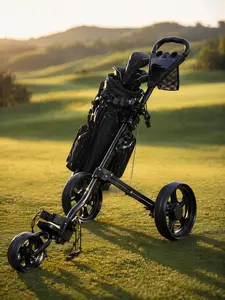 3-Wheeled Foldable Golf Cart, Ball Bag Trolley for Sports & Outdoor Golf Use