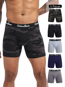 5pieces Set Mid-Long Black Camouflage Boxer Shorts Men Underwear Breathable Male Underpants for Men Homme Boxershorts Slips Soft Panties