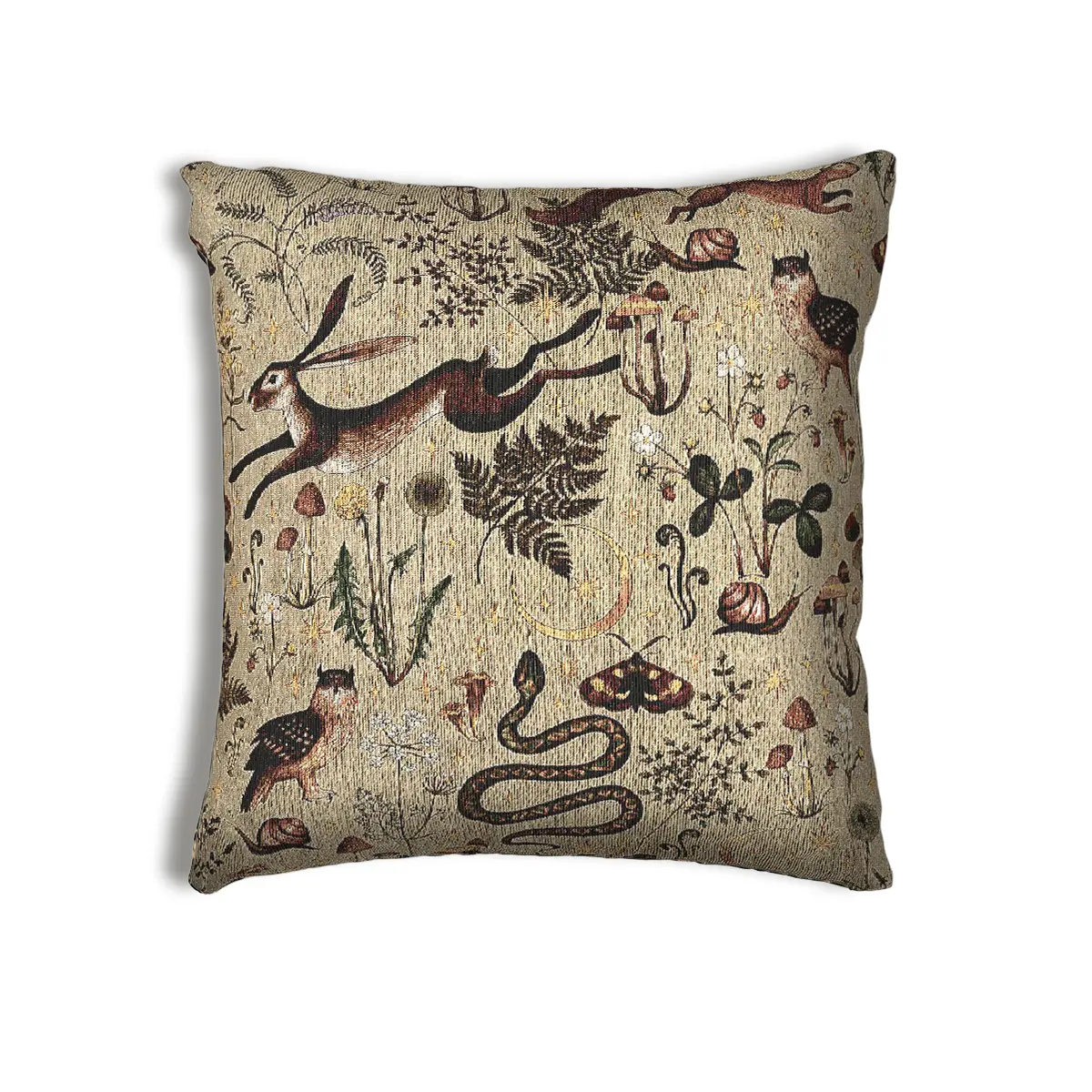 Woodland Meadow Light Woven Pillow 17"x18" Soft Durable Fabric with Integrated Wildflowers & Botanicals Design for Uplifting Storybook Charm