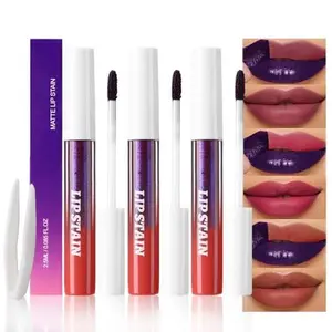 evpct 3Pcs Peel Off Lip Stain Tints, Maroon Mauve Red Matte Liquid Lipstick Lip Stain Long Lasting Waterproof for Women, Non-stick Cup Lipstick Peel Off Highly Pigmented Not Faded Smudge-proof Liptint