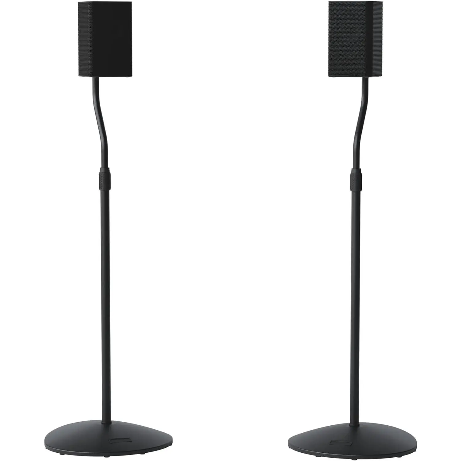 Pair of Adjustable Height Heavy-Gauge Steel Speaker Stands (Model HTBS) with Cable Channel, 28"-38" Extension, Holds Satellite & Small Bookshelf Speakers (Harmon Kardon, Polk, JBL, KEF, Klipsch, Sony & Others)
