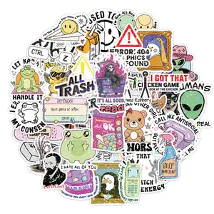 PRSTINCOL 200pcs Sarcastic Funny Vinyl Sticker Pack, Hilarious Error 404 & Frog Off I'm Busy Designs, Classical Stickers for Laptops & Water Bottles, Tech Support Gifts for Meme Lovers