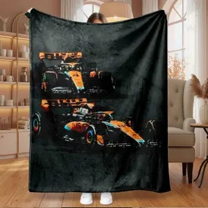 1pc Formula 1 McLaren Racing Theme Flannel Fleece Blanket, Super Soft Warm Cozy Lightweight Throw, Decorative for Bed Couch Sofa Living Room Bedroom Office Travel, Perfect Gift Idea for Adults.