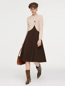 Lyocell Wool Blend Sweater And Knit Vest Dress Two-Piece Set