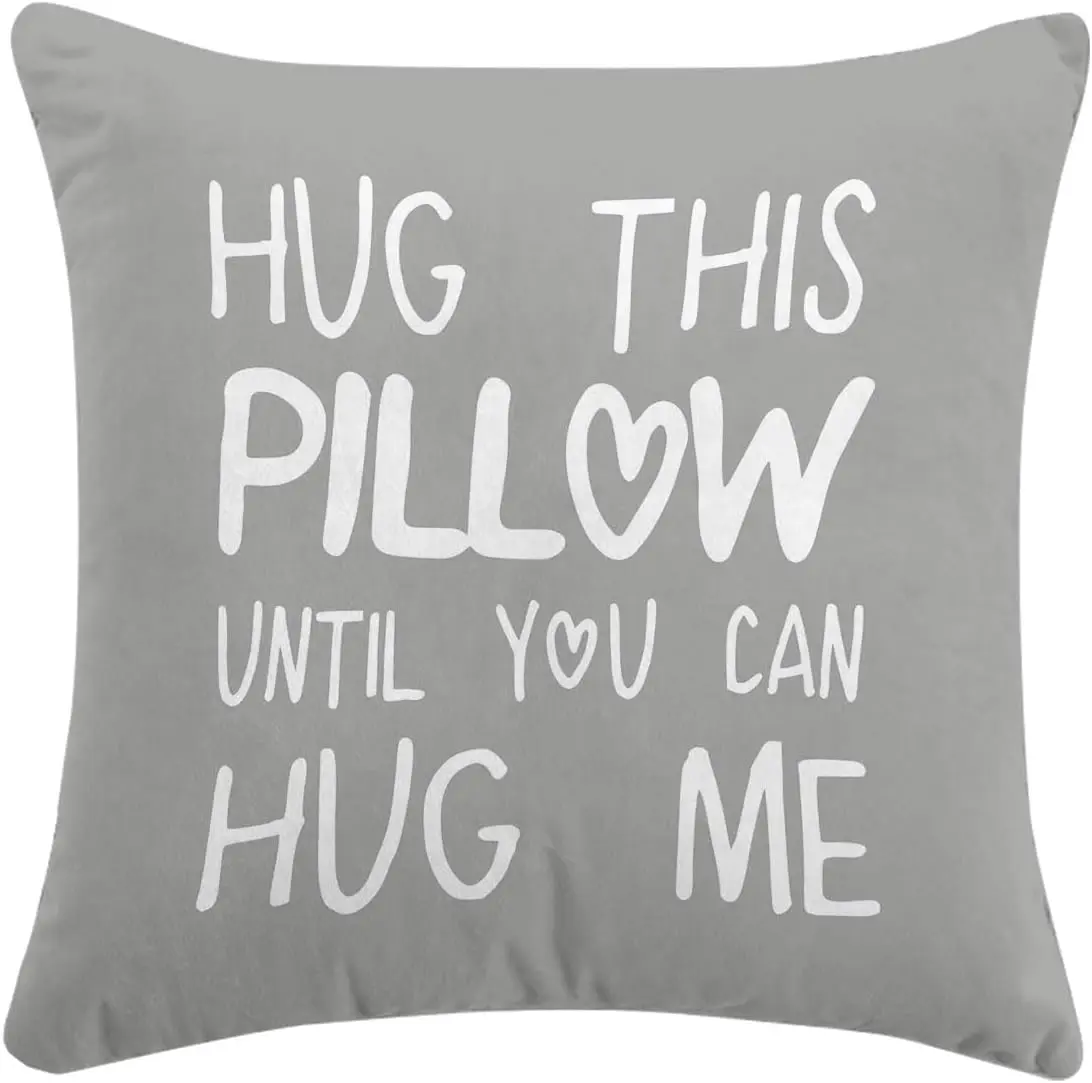 Hug This Pillowcase Until You Can Hug Me Throw Pillowcase Covers Decor for Home Bedroom, 18'' x 18'' Pillowcase case, Boyfriend Girlfriend Birthday Gifts，Long Distance Relationships Gifts