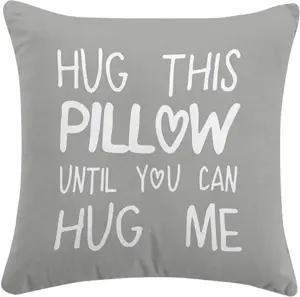 Hug This Pillowcase Until You Can Hug Me Throw Pillowcase Covers Decor for Home Bedroom, 18'' x 18'' Pillowcase case, Boyfriend Girlfriend Birthday Gifts，Long Distance Relationships Gifts