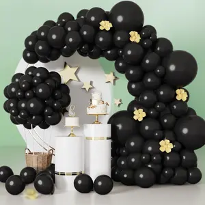 129Pcs Black Balloons Different Sizes Garland Arch Kit, 18/12/10/5 Inch Latex Balloons for Halloween, Birthday, Wedding & Party Decorations