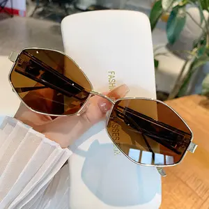 Women's Y2K Luxury Hexagonal Sunglasses, Gold-Frame Trendy Fashion Shades with UV Protection