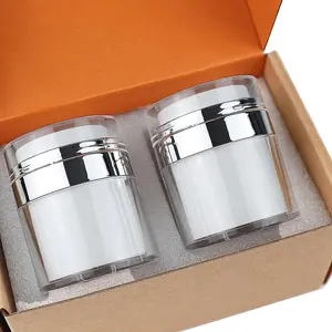 2pcs  50ml Dispensing Bottle Vacuum Design Cream Bottle Refillable Press Type Moisturizer Pump Dispenser Airless Pump Jar