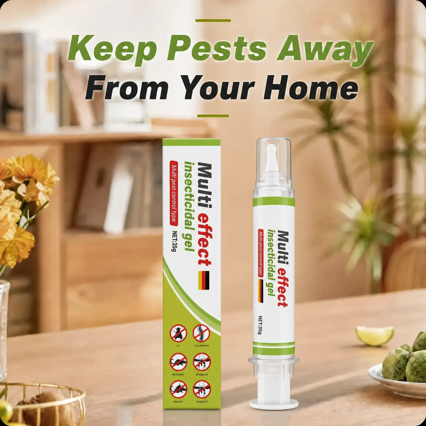 35g Multi-Effect Insecticidal Gel Bait, Odorless Concealed Pest Control Gel for Home Use - Kills Cockroaches, Ants, Flies, Centipedes, Mosquitoes - Ideal for Kitchen, Bathroom, Household Walls