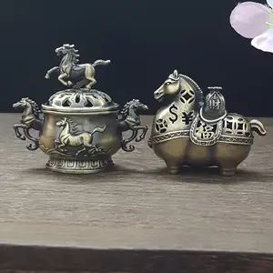 Animal Horse Incense Burner, Zinc Alloy Feng Shui Decor for 2026 Year of the Horse, Vintage Tea Table Accessory, Perfect Gift for Friends