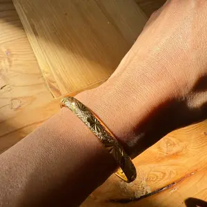 24K Gold Filled Etched Design Bangle for Women