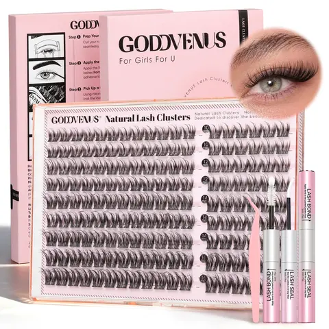 Goddvenus Classylash Clusters – Fine Base + Thicker Spiky Tips,Full-volume D Curl Individual Lashes for Natural Hybrid Look,False Eyelashes That Feel Like Korean Lash Lift, DIY Cluster Eyelash Extensions for Understated Chic Babes