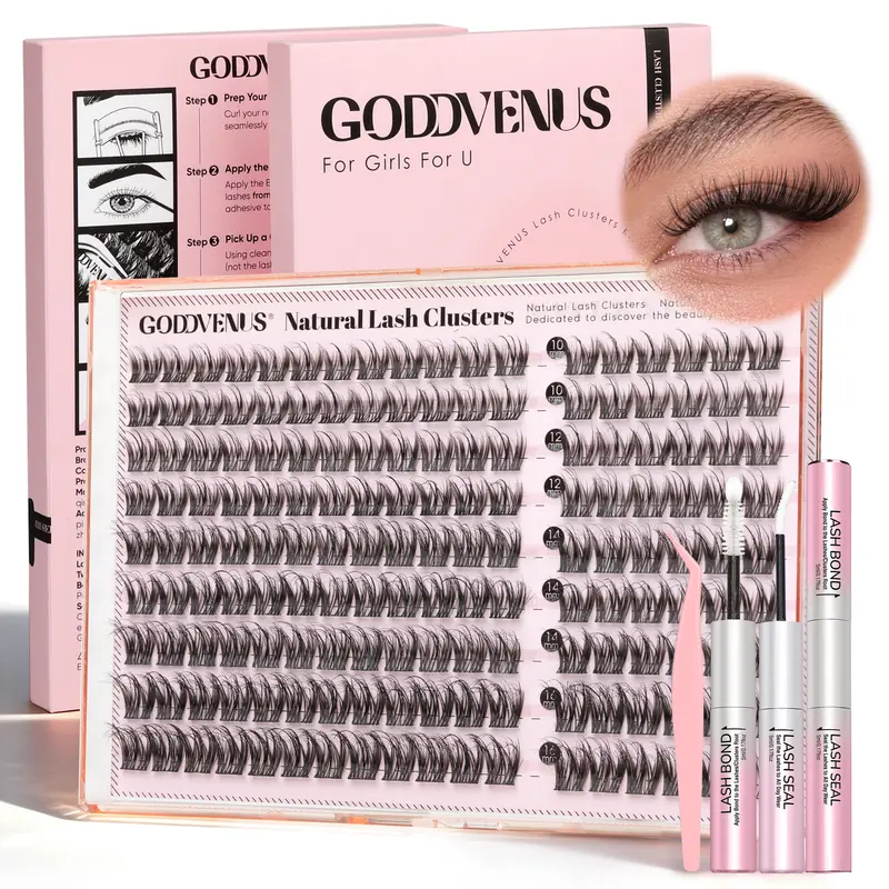 Goddvenus Classylash Clusters – Fine Base + Thicker Spiky Tips,Full-volume D Curl Individual Lashes for Natural Hybrid Look,False Eyelashes That Feel Like Korean Lash Lift, DIY Cluster Eyelash Extensions for Understated Chic Babes