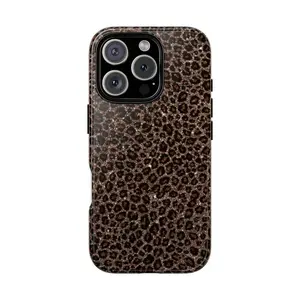 Y2K Glitter Leopard Phone Case Cheetah Print iPhone Cover for iPhone X 11 12 13 14 15 16 17 Tough Impact Resistant Polycarbonate TPU Protection