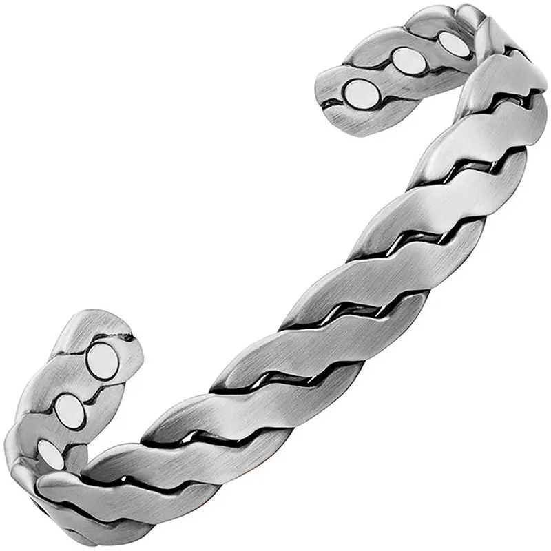 Silver   Woven Magnet Bracelet