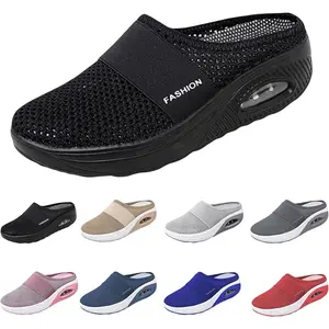 Womens On Clogs and Mules Diabetic Air-Cushion-On Walking Shoes Breathable Toe Slides Orthopedic Diabetic Shoes with Arch-Support