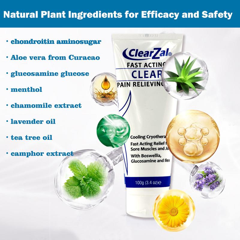 Clearzal Soothing Cooling Gel 100g, Relieving Body Gel, Cooling with Menthol and Frankincense, Helps Relieve Muscle Tension , Relax your waist, legs, knees, shoulders and neck to relieve fatigue, Sports Soothing Cooling Gel Body Care Lotions Repair gel